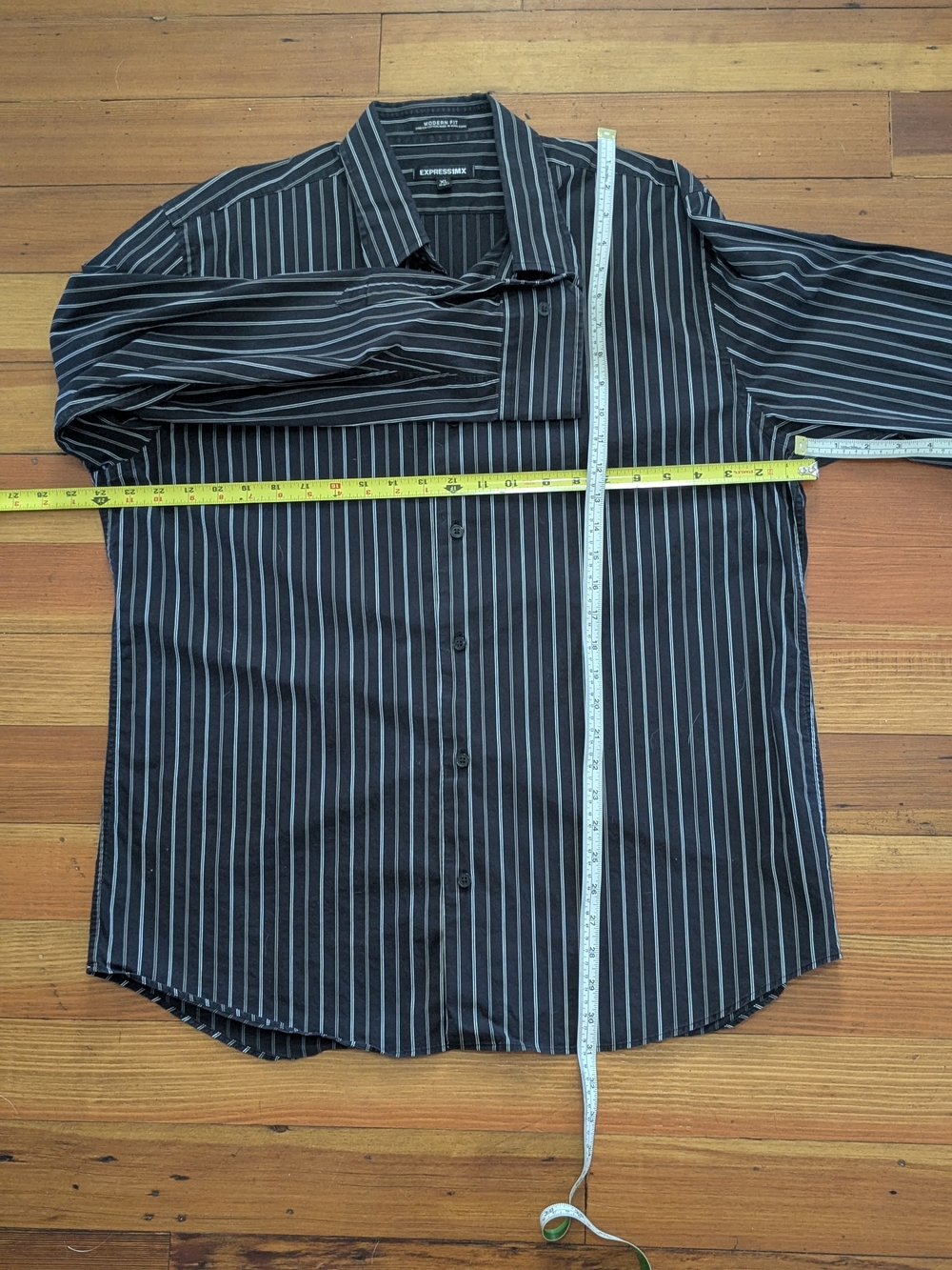 EXPRESS 1MX -  SIZE XL -  MODERN FIT - PINSTRIPE SHIRT - Picture 6 of 12
